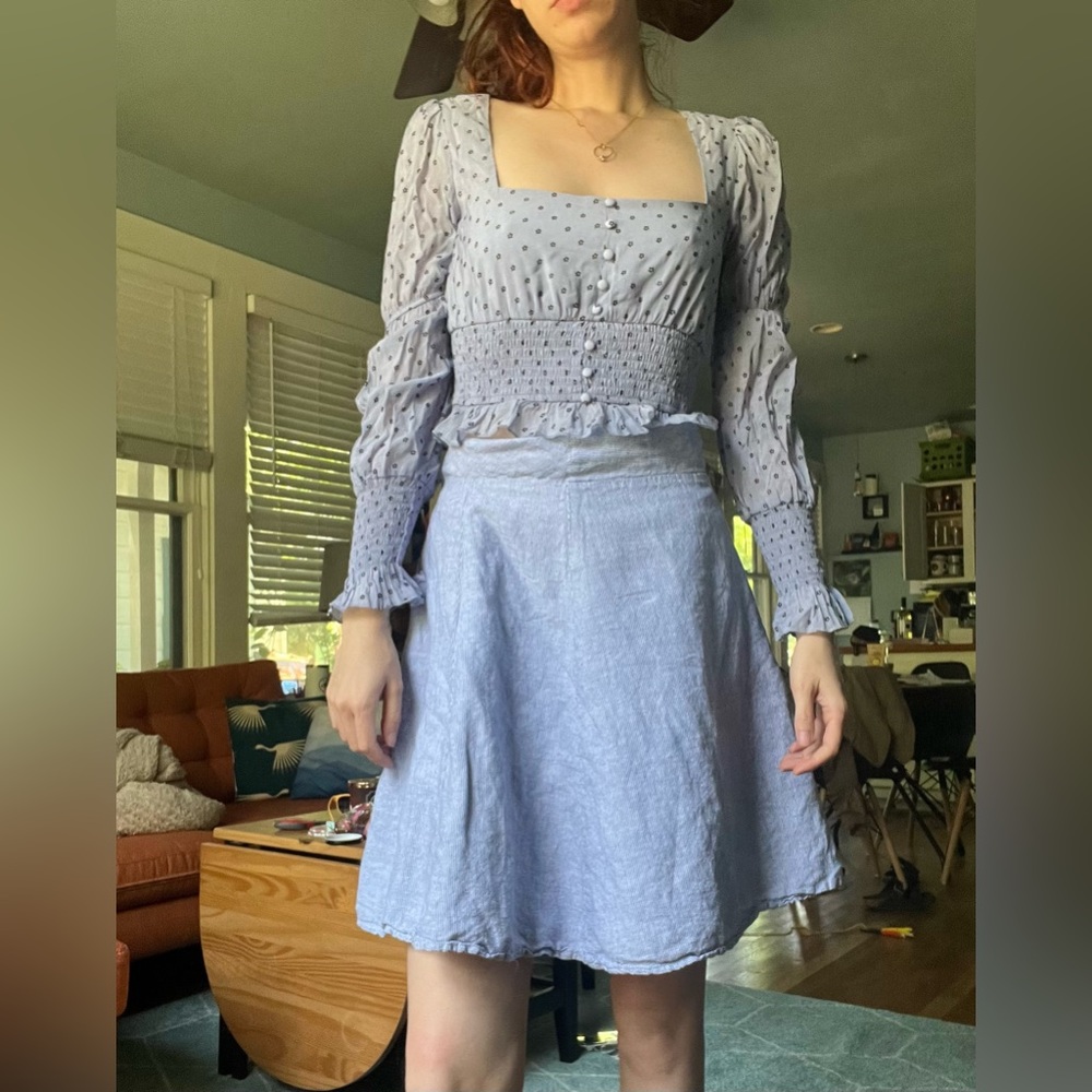 Acoa smocked ruffle crop top blouse